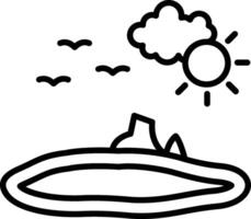 An island with a sun and clouds coloring page vector