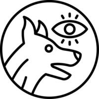 A black and white drawing of a dog with an eye vector
