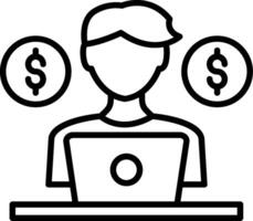 A man with a laptop and money symbols on his screen vector