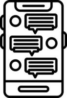 A black and white image of a phone with speech bubbles vector