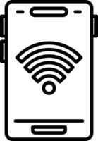 A black and white illustration of a phone with a wifi symbol vector