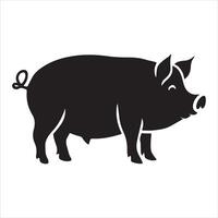 Design of a pig silhouette on a white backdrop. Pig drawing and logo vector