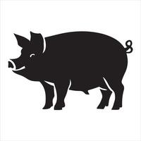 Graphic artwork of a pig in black and white vector
