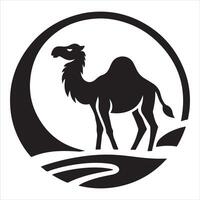 Graphic illustration of the silhouette of an Arabian camel vector