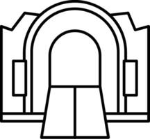 A black and white drawing of a building with a door vector