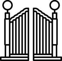 A black and white illustration of a gate vector