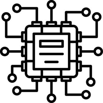 un negro y blanco imagen de un computadora procesador vector