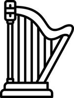 A black and white illustration of a harp vector