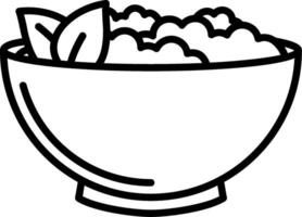 Rice bowl with leaves in it coloring page vector