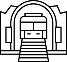 A black and white drawing of a train station vector