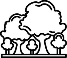 A black and white outline of trees and bushes vector