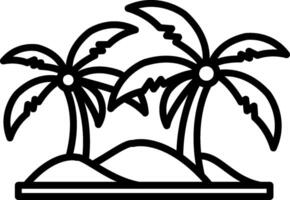 Palm trees on an island coloring page vector