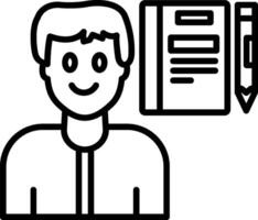 A man with a pen and a book icon vector