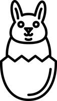 Easter bunny in egg outline vector