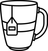 Tea cup with a tag coloring page vector