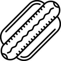 A hot dog is shown in a line drawing vector