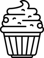 A black and white cupcake icon vector