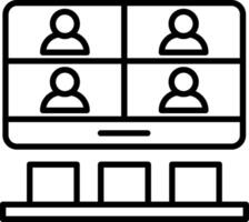 A black and white image of a computer screen with people on it vector