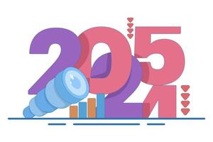 opportunities for success in 2025. see, vision, and future. business opportunities. telescope with the number 2025. year 2025 with new business targets. vector