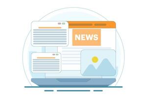 The concept of reading news online. People read publications and articles directly in newspapers, bulletin information, Access to current news via the Internet and ease of receiving information. vector