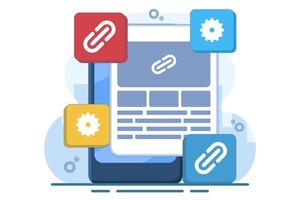link management concept, search engine optimization, tiered link building, SEO optimization, search engine ranking development, getting links from various website sources. vector