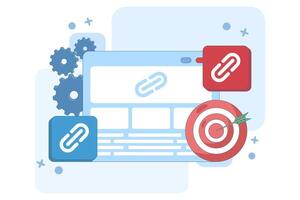 link management concept, search engine optimization, tiered link building, SEO optimization, search engine ranking development, getting links from various website sources, digital marketing strategies vector