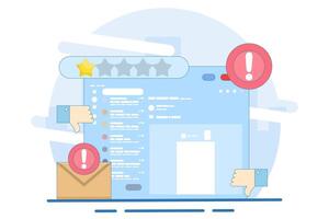Bad review and rating email concept. Customer, buyer, client satisfaction. Customer is dissatisfied and gives 1 star rating. Giving one star because of dissatisfaction and disappointment. vector