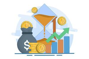 The concept of time management and deadlines, Business investment, Income, Financial savings, time is the most important thing for financial success. vector