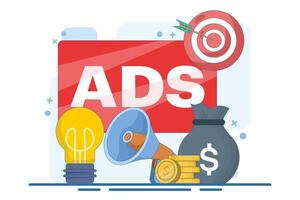 The concept of paid advertising or PPC is displaying ads on websites that generate revenue, internet marketing, pay per click, advertising or commercial advertising, promoting brands to the audience. vector
