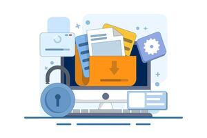 Personal data protection concept, Password protection. Document cybersecurity. Cybersecurity, Internet security or information privacy, Security and safety of personal information. vector
