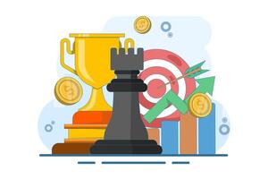 business and marketing strategy concepts, Analyzing projects, Strategic planning and tactics in business, Financial reports, Strategic thinking, Financial analysis, flat illustrations. vector