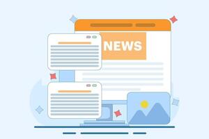 The concept of reading news online. People read publications and articles directly in newspapers, bulletin information, Access to current news via the Internet and ease of receiving information. vector