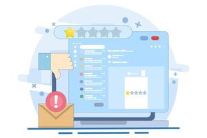 Bad review and rating email concept. Customer is dissatisfied and gives 1 star rating. Giving one star because of dissatisfaction and disappointment. vector