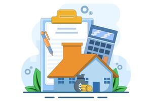 The concept of real estate investment or buying a house, Saving to buy a house, People buying a house. renting or borrowing a house or investing money in real estate, Buying property. vector
