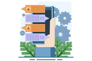 Concept of Chatbot Robot providing online assistance, AI Customer Support, Virtual assistant Chatbot via messaging, Artificial intelligence robot answering questions, GPT Chat Conversation. vector