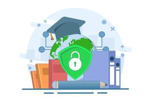 Cyber security education concept. Awareness training, best practices, online safety education. Modern flat style illustration for landing page, web banner, infographic. vector