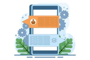 Concept of Chatbot Robot providing online assistance, AI Customer Support, Virtual assistant Chatbot via messaging, Artificial intelligence robot answering questions, GPT Chat Conversation. vector