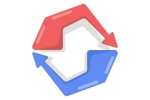 concept of rotate, refresh, repeat, undo, automate, reload and restore icon. illustration of two rotating arrow symbols. symbol or icon. minimalist style design. vector