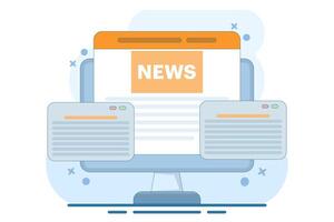 The concept of reading news online. People read publications and articles directly in newspapers, bulletin information, Access to current news via the Internet and ease of receiving information. vector