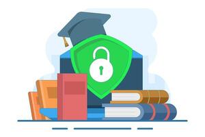Cyber security education concept. Awareness training, best practices, online safety education. Modern flat style illustration for landing page, web banner, infographic. vector