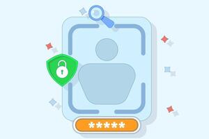 facial recognition technology concept. identification and authentication system using face. biometrics and security. illustration of user scanning their face to gain access. flat illustration. vector