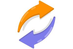 concept of rotate, refresh, repeat, undo, automate, reload and restore icon. illustration of two rotating arrow symbols. symbol or icon. minimalist style design. vector