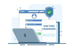 The concept of logging into a website or application using two steps, Two-step authentication. Verification code message, Two-factor verification, notification with code for secure login or sign in. vector