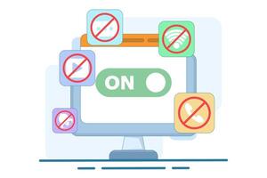 Concept of Activating Do Not Disturb mode on screen. feature on mobile phone or device to not display notifications, activate do not disturb mode, data illustration. vector