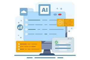 Programming and communication concept. Software and mobile app development. Cloud services and web browsers. Poster or banner. Flat illustration on background. vector