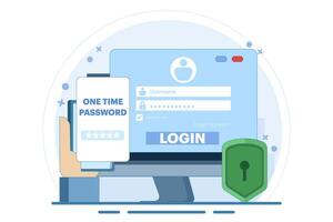 The concept of logging into a website or application using two steps, Two-step authentication. Verification code message, Two-factor verification, notification with code for secure login or sign in. vector