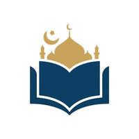 Classic Mosque Illustration with Open Book vector