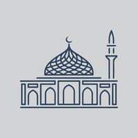 Minimalistic Dome Mosque with Crescent Outline vector