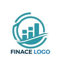 Circular logo featuring financial bar graph vector