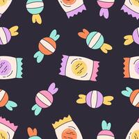 Seamless pattern with colorful Halloween candies vector